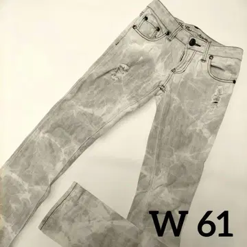 d.i.a 계열 데미지 스키니 데님 그레이 얼룩 염색 W61 갸루 스타일