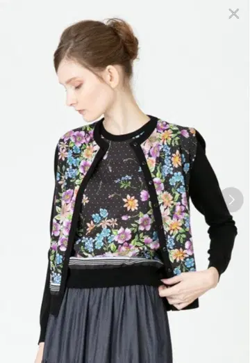 룰루 빌비 손수건 플라워 가디건