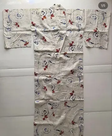 [ 새상품급 ] 유카타 백색 금붕어와 구슬 물방울 무늬 복조리 포함