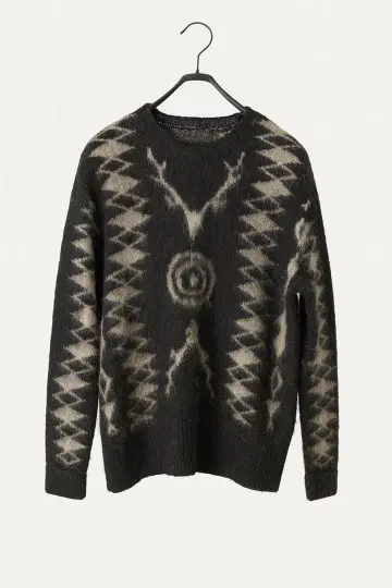 기하학 패턴 울 혼방 스웨터