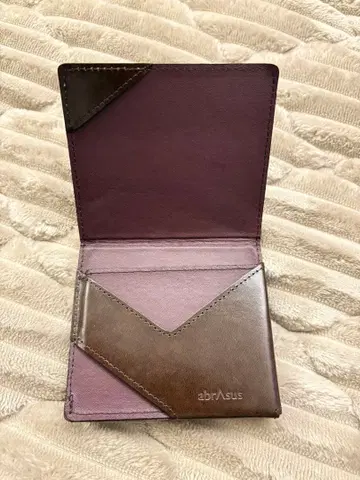 abrAsus 브라운 가죽 접이식 지갑