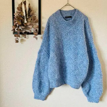 잔느 가르송 니트 상의 / 볼륨 소매 쿨넥 L 사이즈