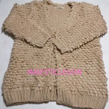 MAJESTICLEGON S 루프얀 V넥 가디건 핑크 베이지