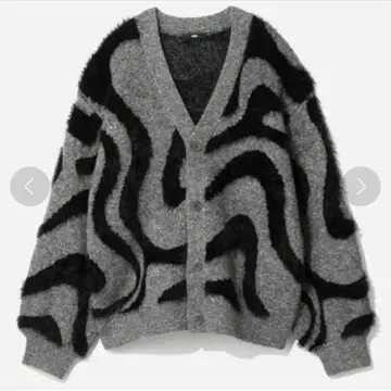 HARE 라메 니트 이소자이 라인 스팽글 가디건 그레이