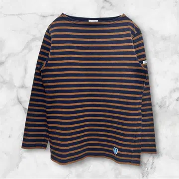 오르치발 스트라이프 보트넥 긴팔 브라운 네이비 보더