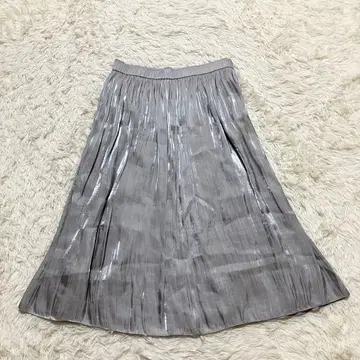 여성용 플레어 스커트 A라인 광택감 허리밴딩 고급 플리츠