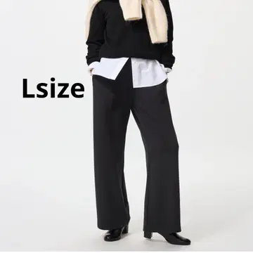 택 포함 새상품 웜 플리스 스트레이트 팬츠 블랙 Lsize