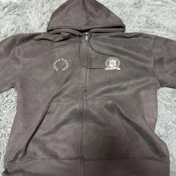 그레이 풀 집업 후드티 로고 자수 포함