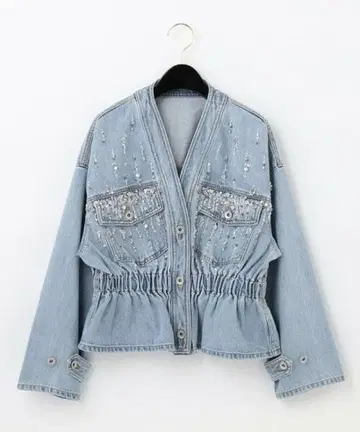 미사용 새상품 비쥬 노카라 데님 자켓