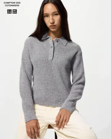 유니클로 울 블렌드 폴로 스웨터