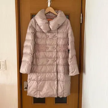 sunauna 다운 코트 샴페인 핑크 더블 버튼