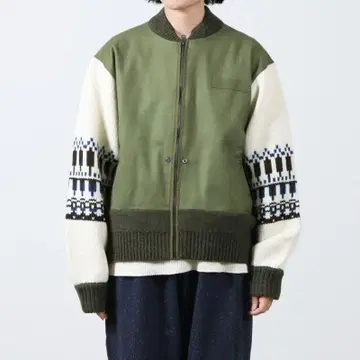 블랑 바스크 22AW 자카드 자켓 퀼팅 블루종 절개