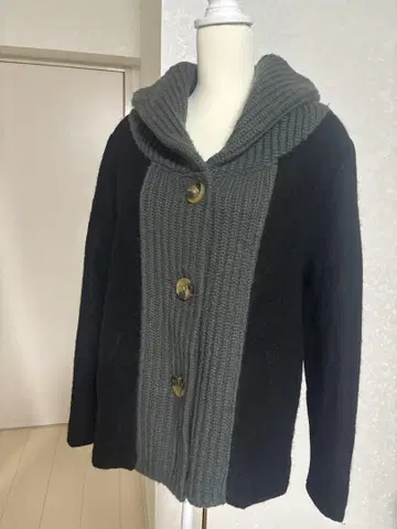 antiqua 후드 부착 가디건 그레이 블랙