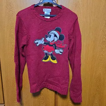 미니 마우스 자수 빨간색 니트 강아지와 커플 스웨터