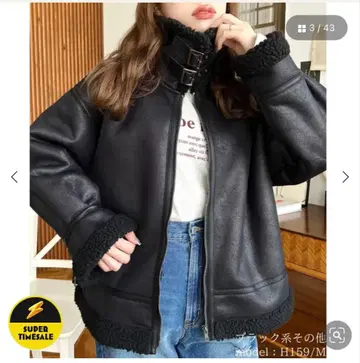 인조 가죽 x 보아 페이크 무스탕 플라이트 자켓 블루종