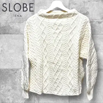 슬로브 이에나 SLOBE IENA 보트넥 케이블 니트 아이보리