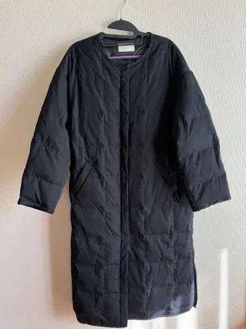 빔즈 하트 노카라 격자 다운 롱 코트