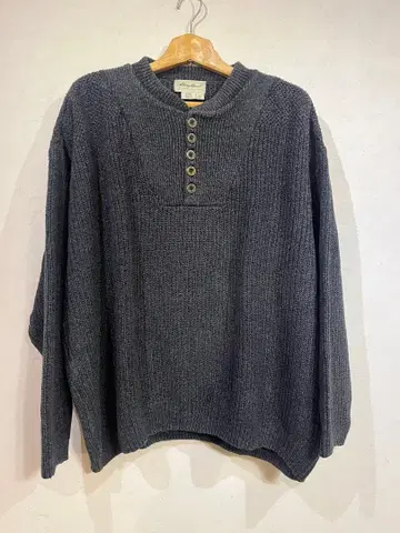 90s USA Eddie Bauer 헨리넥 코튼 니트