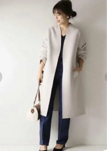 스픽 앤 스팬 W 페이스 노카라 코트 38