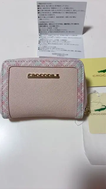 [ 새상품 ] CROCODILE 코인 케이스 핑크 체크 무늬