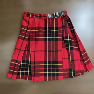 BLUE LABEL CRESTBRIDGE 빨간색 체크 플리츠 스커트 36