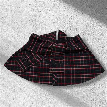 메종 길피 플레어 스커트 허리띠풍 스커트 체크 무늬