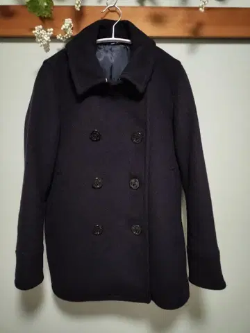 Top-Sider 네이비 울 혼방 피 코트