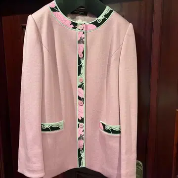 LEONARD 핑크 노카라 자켓