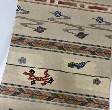 나고야 오비 순수 실크 베이지