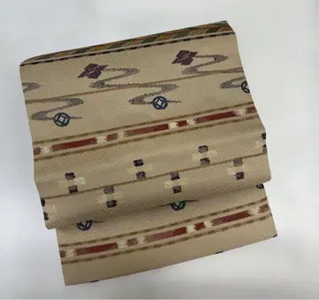 나고야 오비 순수 실크 베이지