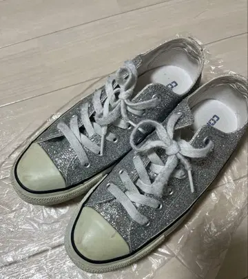 CONVERSE 실버 글리터 스니커즈 통굽 스니커즈 통굽