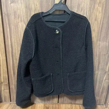 블랙 플리스 스웨이드 자켓