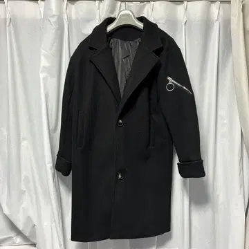 3SECONDS 블랙 싱글 브레스 한국 코트