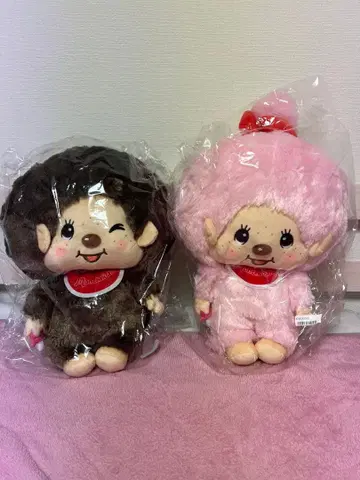 몬치치 BIG 봉제 인형 2 브라운 핑크 2종 세트