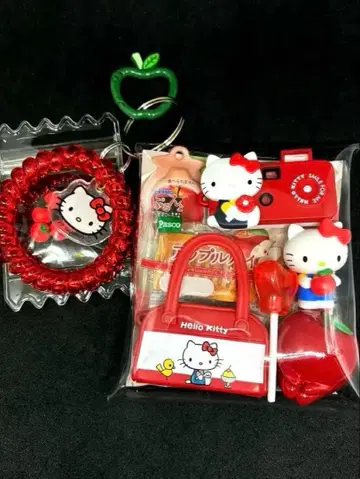 키티 사과 가챠 세트 기다림 추억의 아이템 카메라