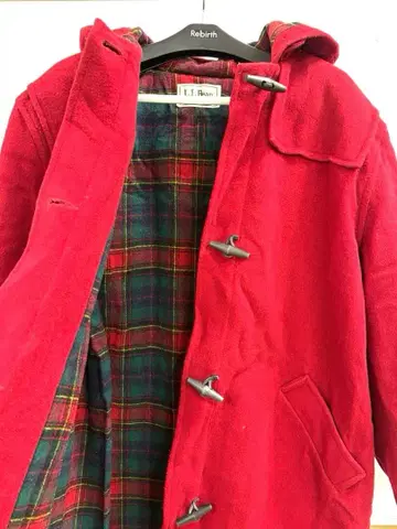 L.L.Bean 빨간색 더플 코트 XL 크리스마스 후드 부착 울