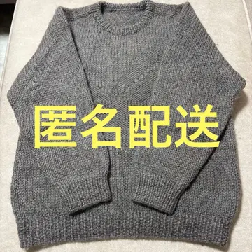그레이 크루넥 손뜨개질 스웨터 핸드메이드 모 100% 당일 배송