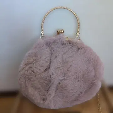 토끼형 퍼 백 연보라