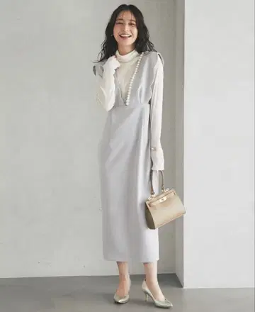 더블 크로스 스캘럽 펄 쟝 드레스 SP 사이즈