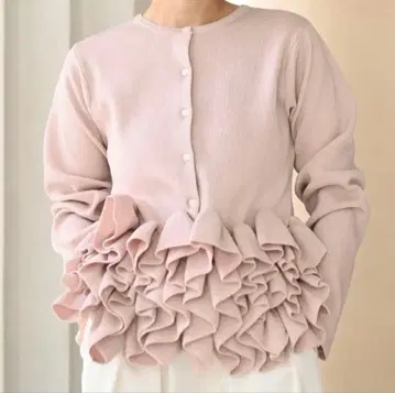 스완 가디건 프릴 가디건 핑크