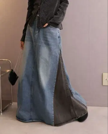 새상품 Ulysses 유리시즈 절개 디자인 롱 스커트 데님 L