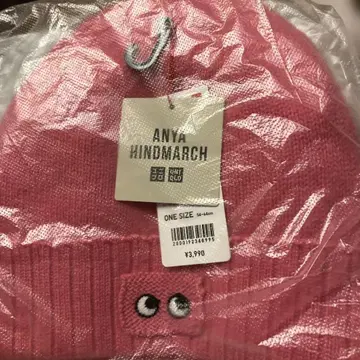 택 포함 새상품 유니클로 아냐 핸드마치 캐시미어 니트 비니 핑크