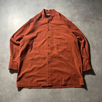 빈티지 스웨이드 느낌 오렌지 밴드 카라 디자인 레트로 셔츠