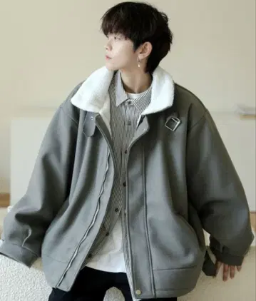 빅 실루엣 보아 안감 벌룬 슬리브 코트 자켓