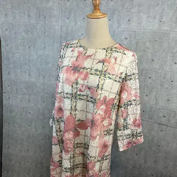 1746 꽃무늬 7부 소매 A라인 원피스 F