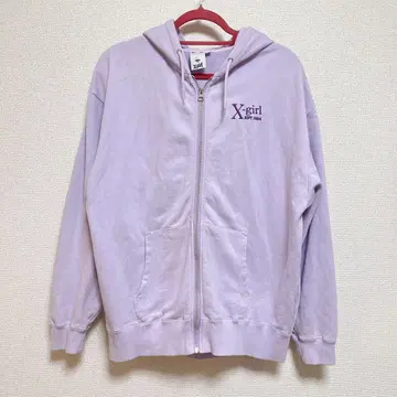 X-girl 라벤더 퍼플 집업 후드티 M