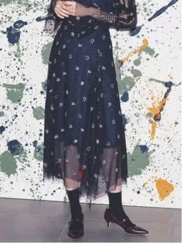 새상품급 FURFUR 롱 스커트 튤 블랙 프리 사이즈