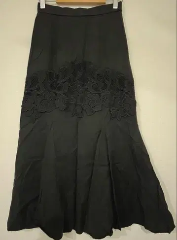 그레이스 콘티넨탈 레이스 절개 머메이드 스커트 자수 36 블랙