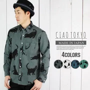 검은 고양이 긴팔 셔츠, 일본제, CIAO TOKYO