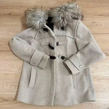 무료배송 ZARA WOMAN 베이지 퍼 포함 더플 코트